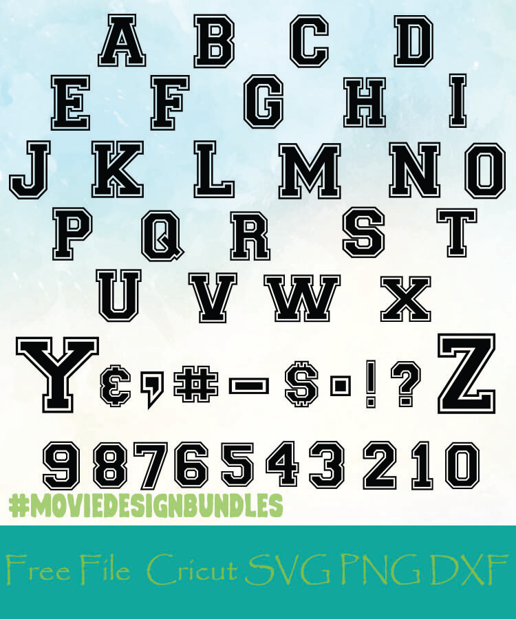 Download College Varsity Alphabet Free Designs Svg Png Dxf For Cricut Movie Design Bundles