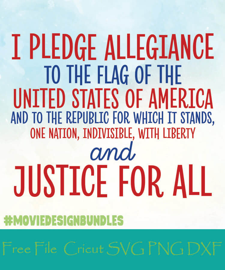 DXF Cricut Pledge Of Allegiance Flag Silhouette Cameo Studio Cut File- Instant Download Cutting File SVG and Studio3 EPS