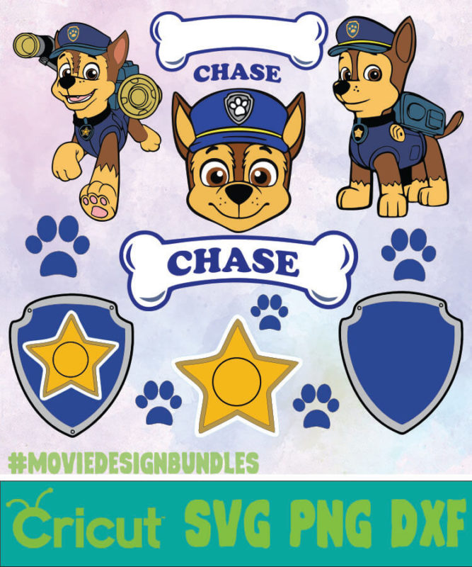 PAW PATROL CHASE BUNDLE SVG, PNG, DXF - Movie Design Bundles