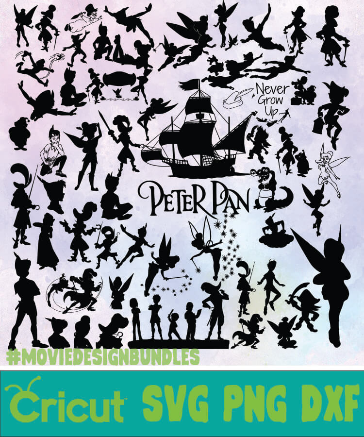 PETER PAN SILHOUETTE BUNDLE SVG, PNG, DXF - Movie Design Bundles