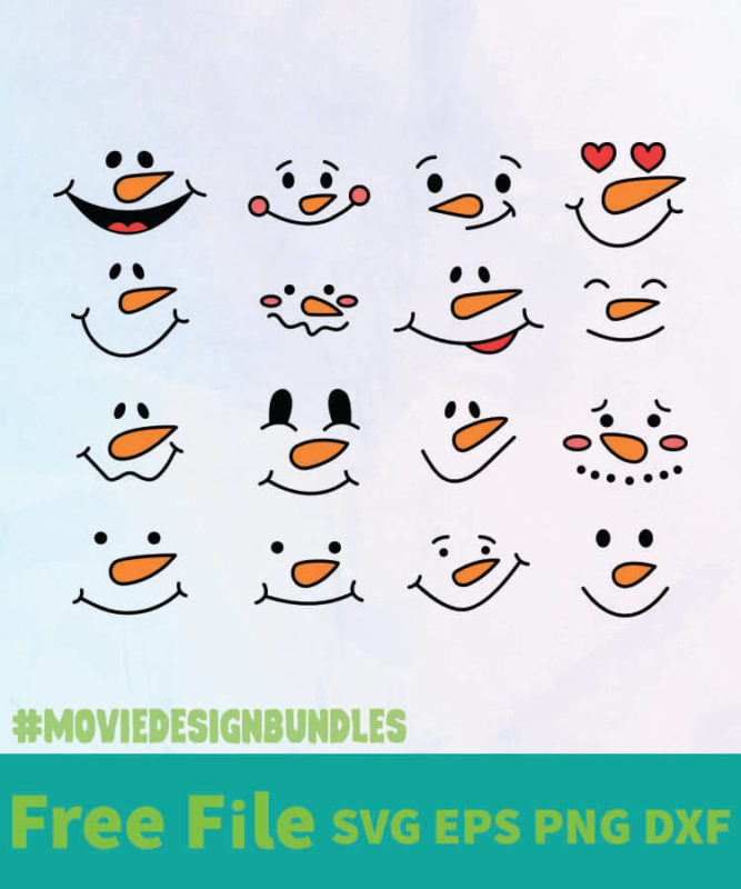 SNOWMAN FACES FREE DESIGNS SVG, ESP, PNG, DXF FOR CRICUT - Movie Design