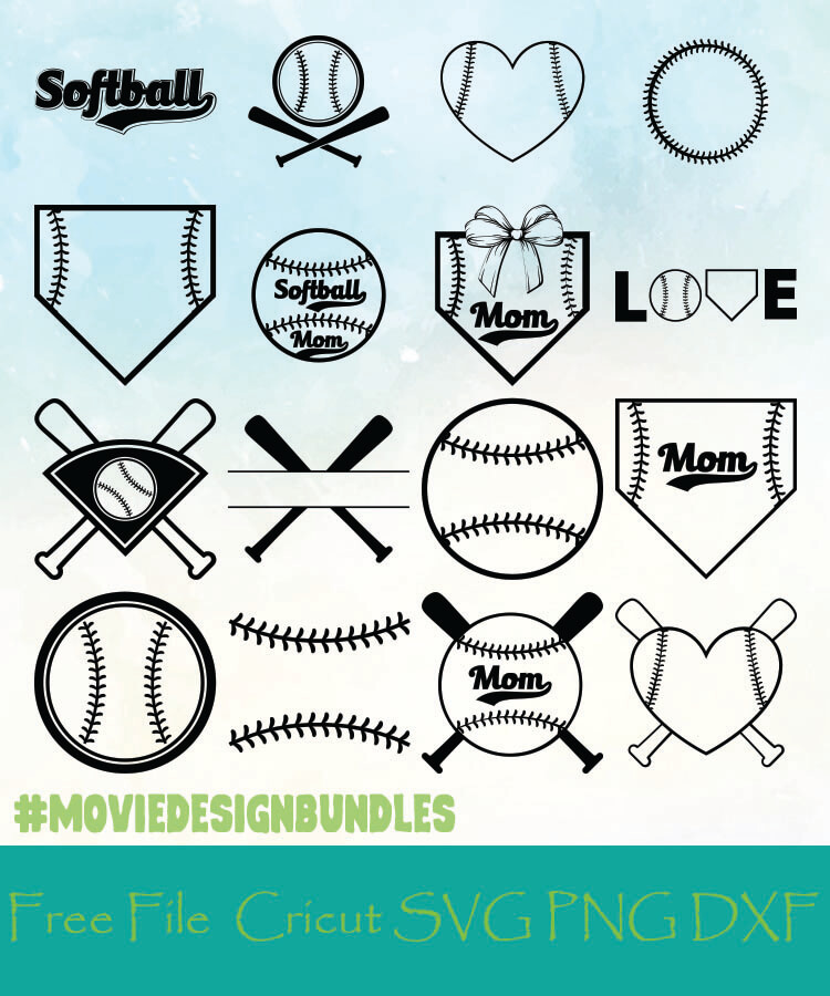 Softball Monogram Frames Free Designs Svg Png Dxf For Cricut Movie Design Bundles