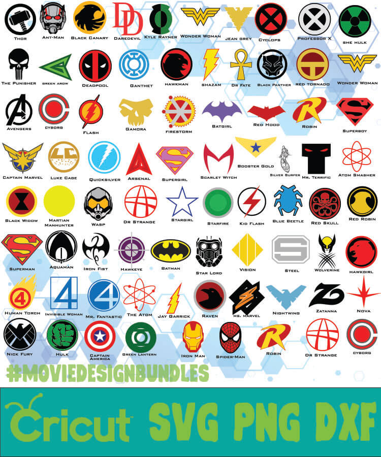 Superhero Icon Marvel Bundle Svg Png Dxf Movie Design Bundles