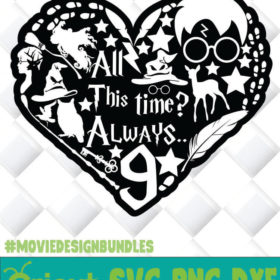 HARRY POTTER HEART SILHOUETTE SVG, PNG, DXF, CLIPART - Movie Design Bundles