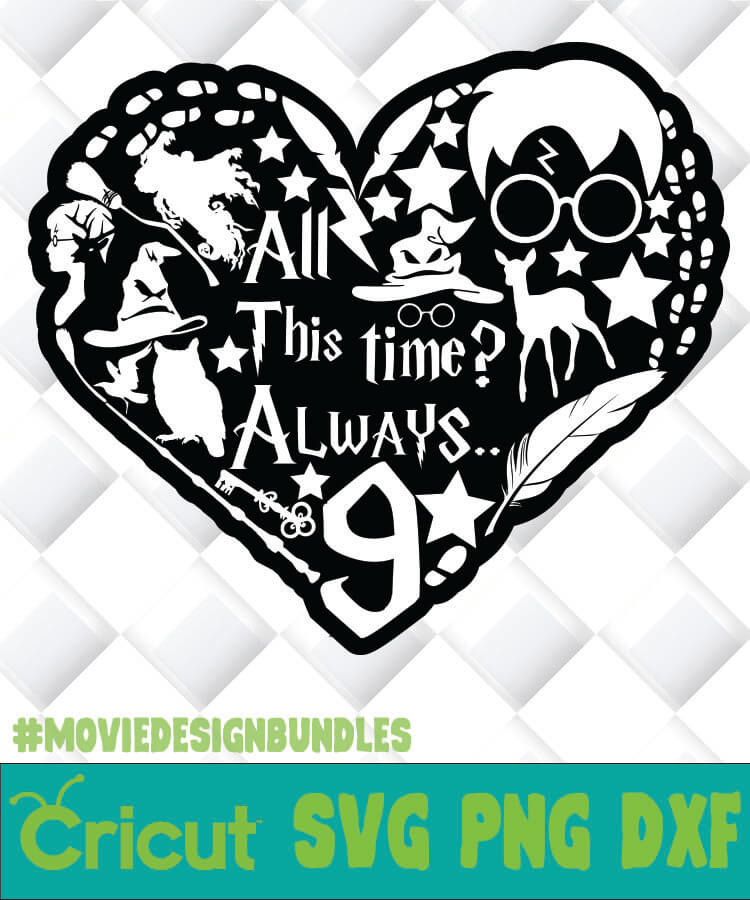 HARRY POTTER HEART BOLD SILHOUETTE SVG, PNG, DXF, CLIPART - Movie