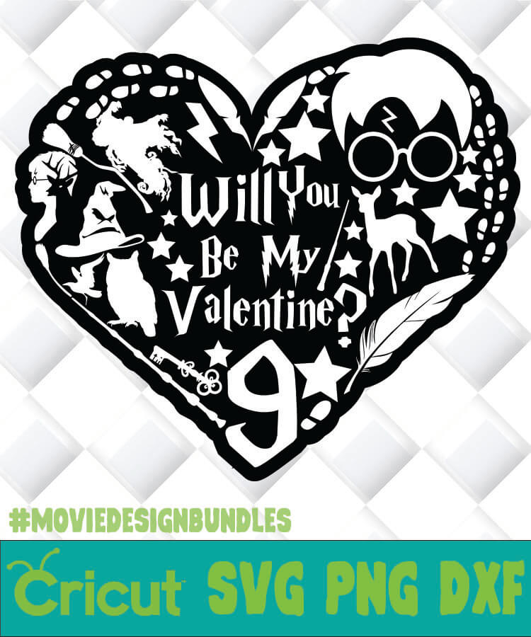 HARRY POTTER HEART VALENTINE SILHOUETTE SVG, PNG, DXF, CLIPART - Movie