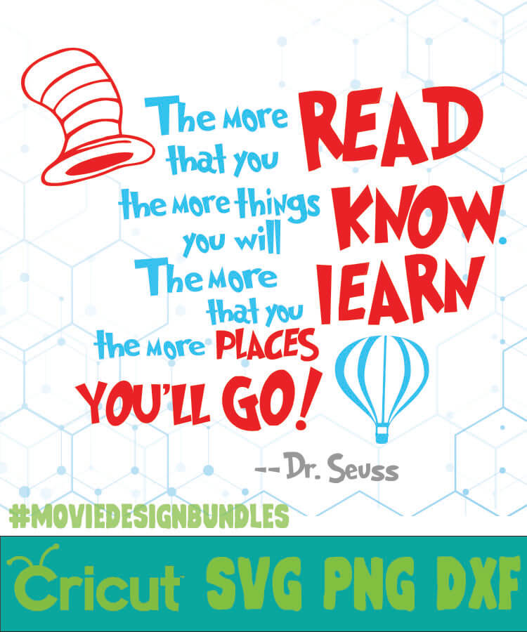 Download READ KNOW LEARN CAT IN THE HAT QUOTES SVG, PNG, DXF ...