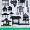 BEACH HUTS BAMBOO HOUSE BUILDINGS INDUSTRY SILHOUETTE LOGO SVG PNG DXF