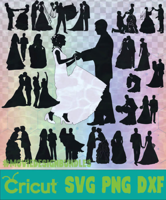 MARRIED COUPLE PEOPLE SILHOUETTE LOGO SVG PNG DXF - Movie Design Bundles