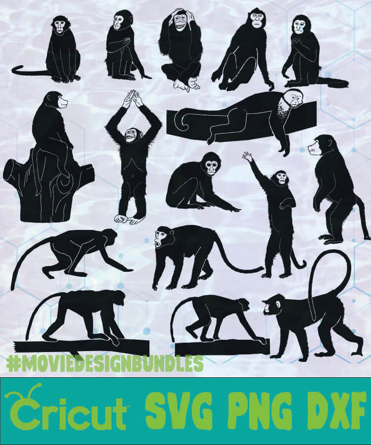 Download MONKEY ANIMAL SILHOUETTE LOGO SVG PNG DXF - Movie Design ...