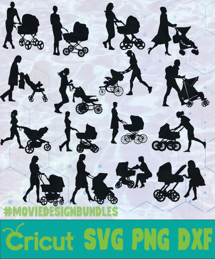 Download Mother Baby Carriage People Silhouette Logo Svg Png Dxf Movie Design Bundles