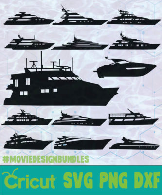 MOTOR YACHT TRANSPORT VEHICLE SILHOUETTE LOGO SVG PNG DXF - Movie ...