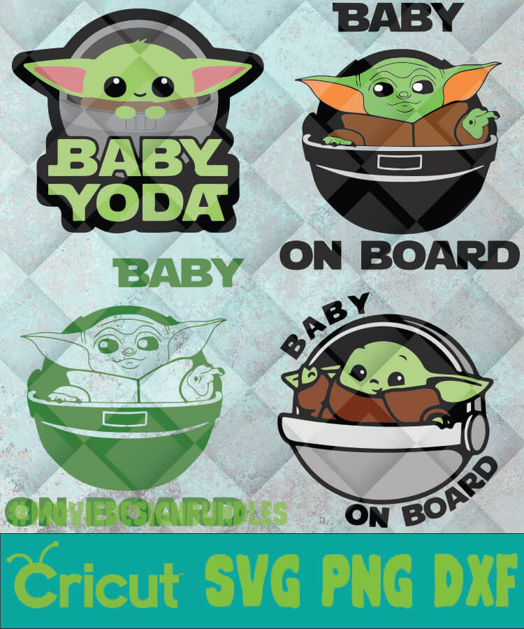 BABY YODA ON BOARD SVG, PNG, DXF, CLIPART FOR CRICUT - Movie Design Bundles