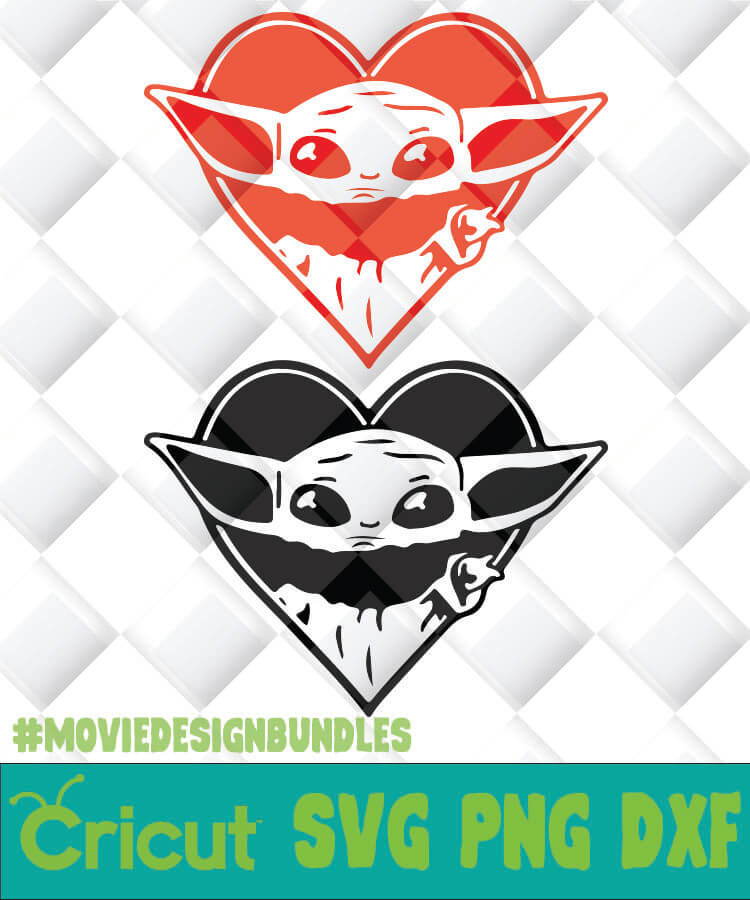 Baby Yoda Red And Black Heart Svg Png Dxf Clipart For Cricut Movie Design Bundles