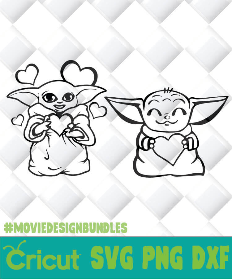 BABY YODA VALENTINE OUTLINE SVG, PNG, DXF, CLIPART FOR ...