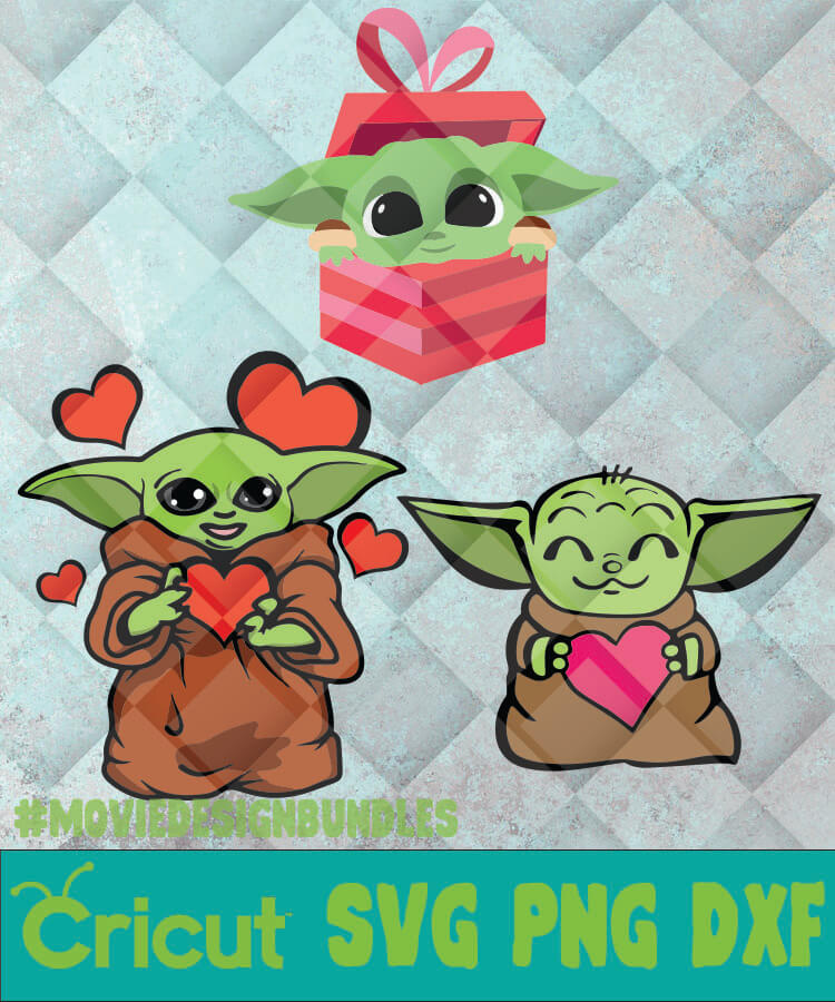 BABY YODA VALENTINE SVG, PNG, DXF, CLIPART FOR CRICUT - Movie Design
