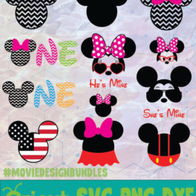 MICKEY AND MINNIE 2 MICKEY BUNDLE LOGO SVG PNG DXF - Movie Design Bundles