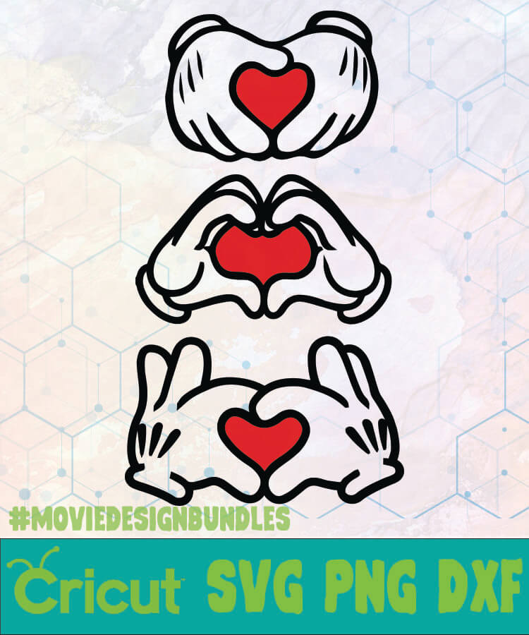 Download MICKEY HANDS LOVE DISNEY LOGO SVG, PNG, DXF - Movie Design ...