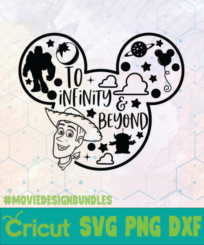 MICKEY OUTLINE TOY STORY TO INFINITY AND BEYOND DISNEY LOGO SVG, PNG