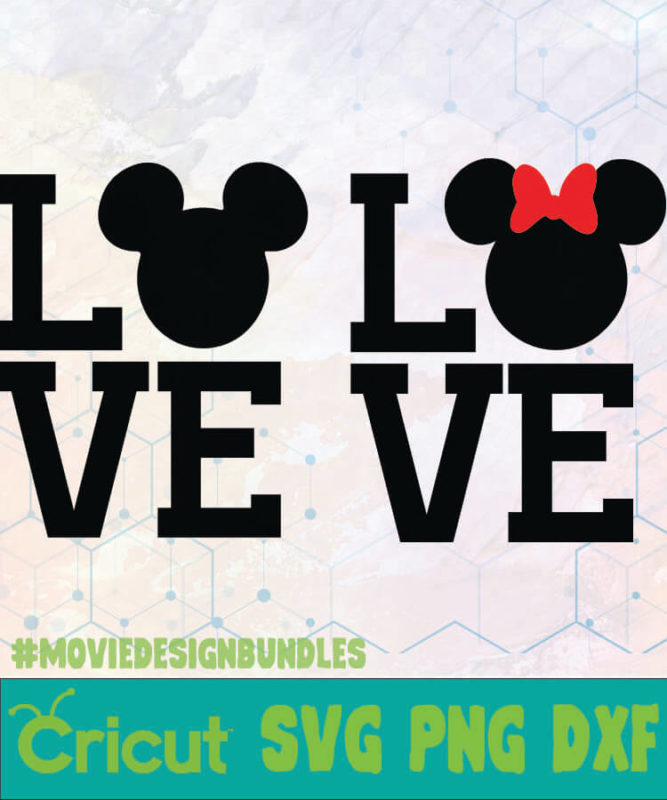 MINNIE AND MICKEY LOVE TEXT DISNEY LOGO SVG, PNG, DXF - Movie Design ...