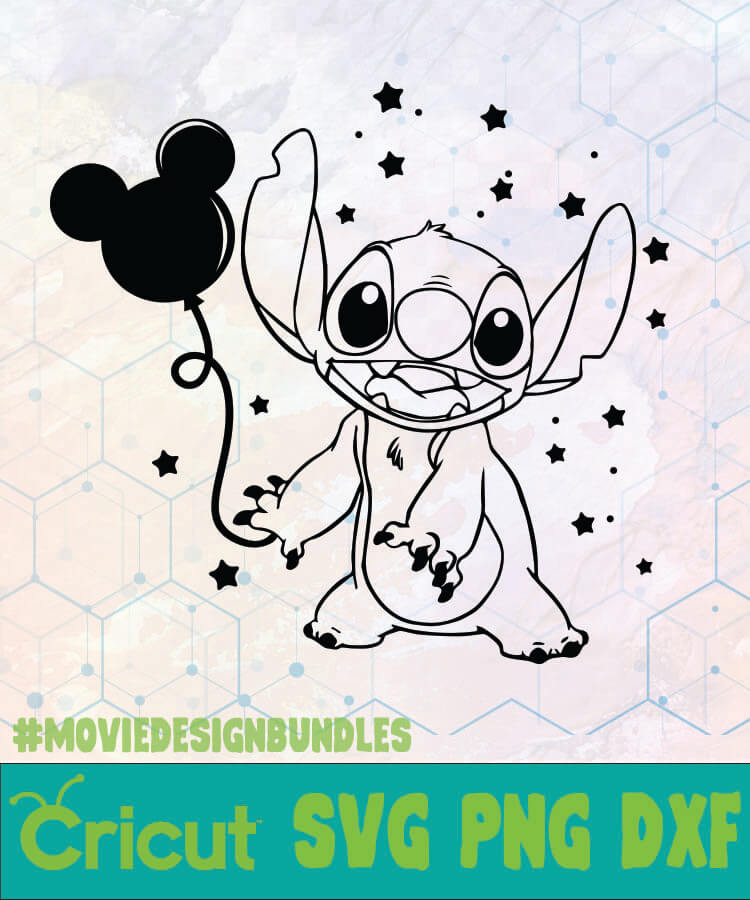Download STITCH WITH BALLOON DISNEY LOGO SVG, PNG, DXF - Movie ...
