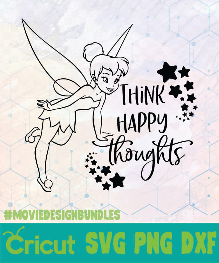 TINKERBELL THINK HAPPY THOUGHTS DISNEY LOGO SVG, PNG, DXF - Movie