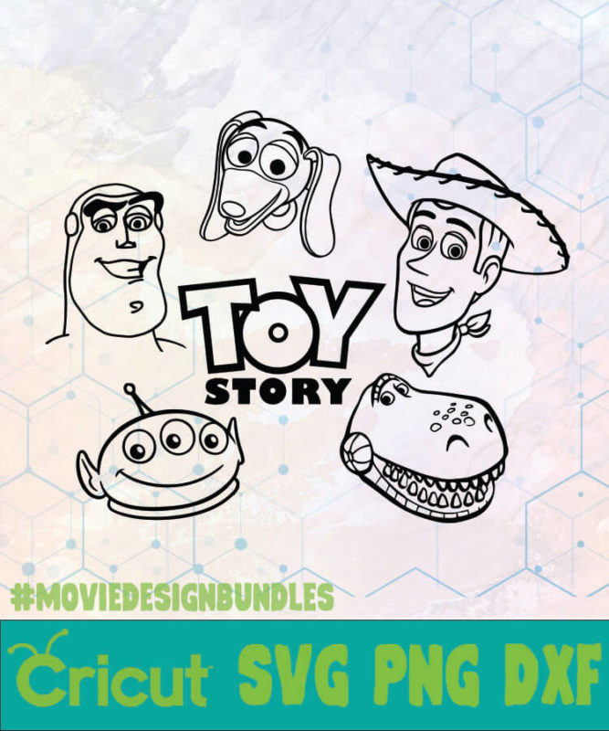 TOY STORY WITH 5 HEADS DISNEY LOGO SVG, PNG, DXF - Movie Design Bundles