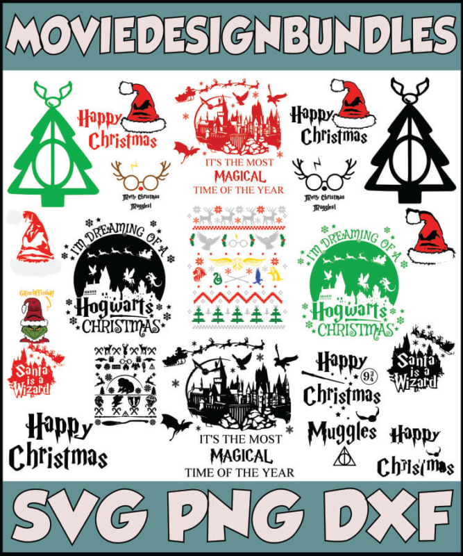 Harry Potter Christmas svg bundle - Movie Design Bundles